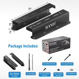 HANDT Overhead Garage Storage Rack, Connectable Heavy Duty Metal Ceiling Rails For Garage Storage Organization Shelving System, Hanging Racks For Tote Containers, Supports Up To 6 Bins, 4 Sets Black HANDT