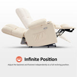 MCombo Dual Motor Power Lift Recliner Chair for Elderly, Infinite Position Lay Flat Lift Chair with Heat and Massage for Seniors, Cup Holders, Faux Leather 7890 (Cream White, Medium-Regular) MCombo