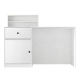 TUSY Small Reception Desk with Counter, 39.4" H Front Desk with Storage Drawers, Reception Counter with LED Lighting, Checkout Counter for Salon, Lobby – White (47.2" W x 18.9" D x 39.4" H) TUSY