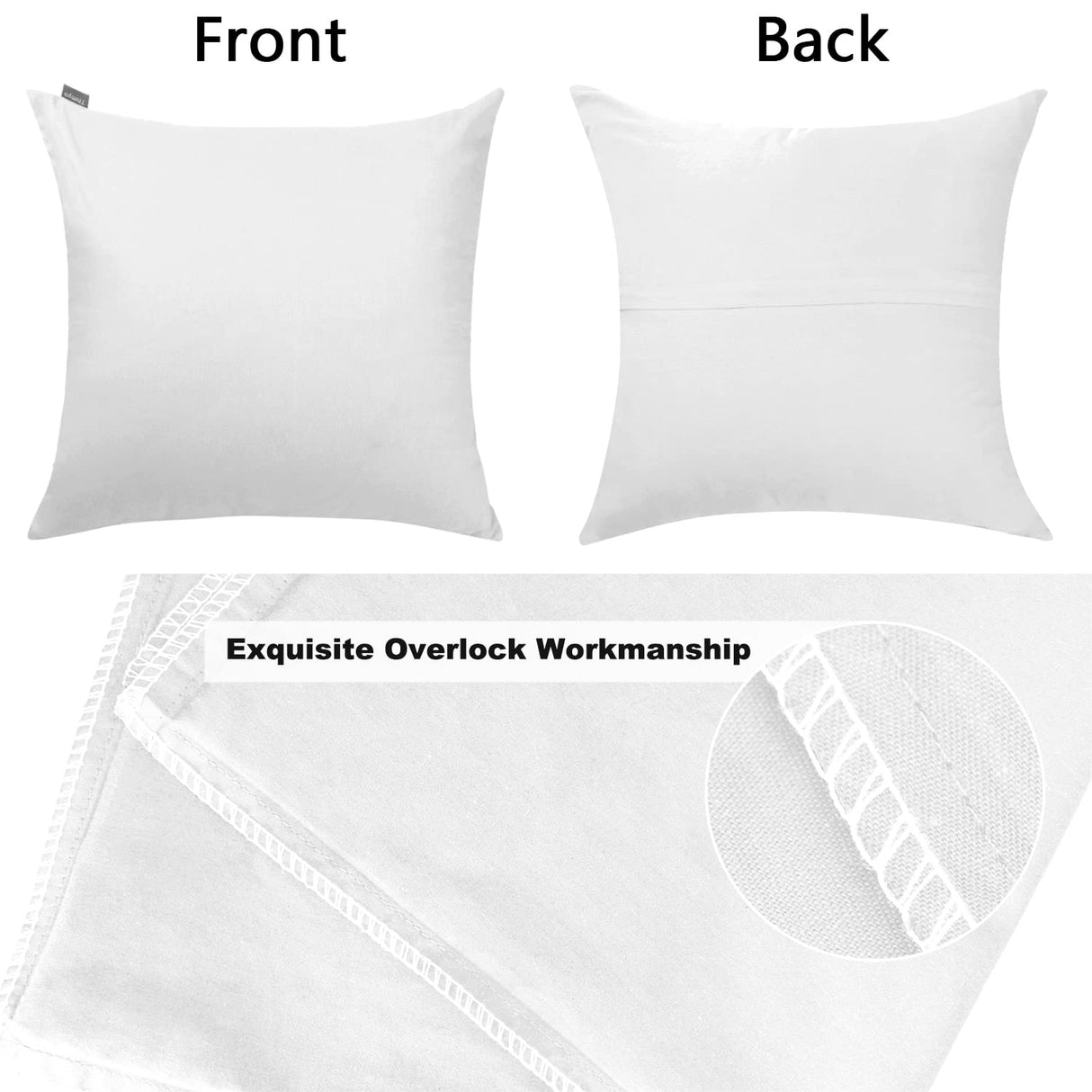 Thmyo 2 Pack 100% Cotton Solid Decorative Square Throw Pillow Covers DIY Throw Pillowcase Blank Sublimation Pillow Cases White Cushion Cover(18x18 inch, ONLY Covers,NO Pillow Inserts) Thmyo