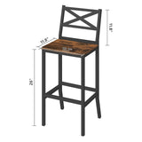MAHANCRIS Bar Stools, Set of 2 Bar Chairs with Backrest and Footrest, 26" Tall Counter Bar Stools, Kitchen Breakfast Bar Chairs, Easy Assembly, for Dining Room, Rustic Brown BAHR0901N1 MAHANCRIS