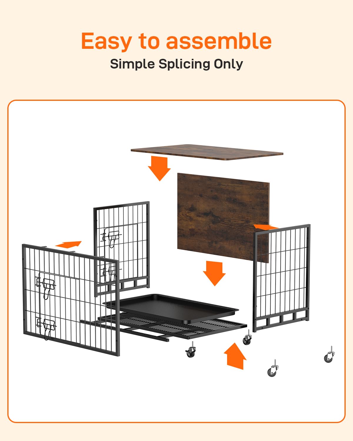 2024 New Dog Crate Furniture, Chic 32.5" Medium-Sized Dog Crate with Dual Access, Seamless Cleaning, Interior Style Boost, Robust & Mobile Design for The Modern Pet, Rustic Brown GAOMON