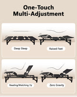 Mixcous King Size Adjustable Bed Base Frame - Quiet Motor, Head & Foot Incline, Zero Gravity, Wireless Remote, Universal Compatibility (79" L x 74" W x 12.72" H) Mixcous