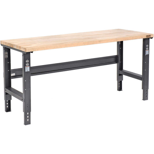 Global Industrial Adjustable Height Workbench C-Channel Leg, 72" W x 36" D, 1-3/4" Maple Top Square Edge, Black - WoodArtSupply