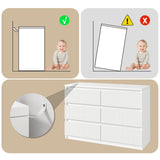 Jocoevol White Dresser 6 Drawer Dresser for Bedroom, Modern Fluted Dresser with Deep Drawers, Large Double Wooden Dresser Chest of Drawers for Living Room, Hallway, Entryway (White) Jocoevol