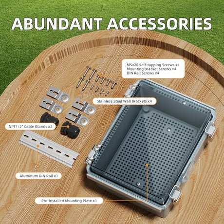 Joinfworld Outdoor WiFi Enclosure Weatherproof Locking Outdoor WiFi Box Plastic Waterproof Switch Router Enclosure Box 8.7x6.7x4.3 Joinfworld