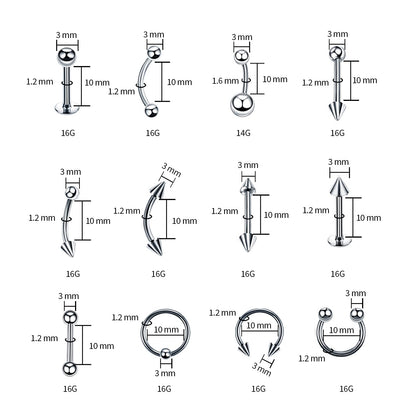 A-minusone 84 PCS Body Septum Piercing Kit 14G 16G Tools for Nose Tongue Lip Ear Eyebrow Belly Button Cartilage Tragus Industrial Barbell Helix Daith Piercing Jewelry Clamps