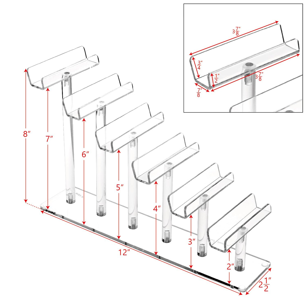 MOOCA 6 Tier Acrylic Eyeglasses Frame Stand, Sunglasses Rack, Sunglasses Stand Acrylic Sunglasses Display, Sunglasses Rack Holder, Acrylic Glass Display, Stylish Eyewear Organizer, 8”H MOOCA
