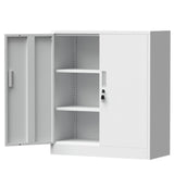 iJINGUR Metal Storage Cabinet with Locking Doors and 2 Adjustable Shelves, Small Lockable Storage Cabinet for Home Office Garage (White) iJINGUR