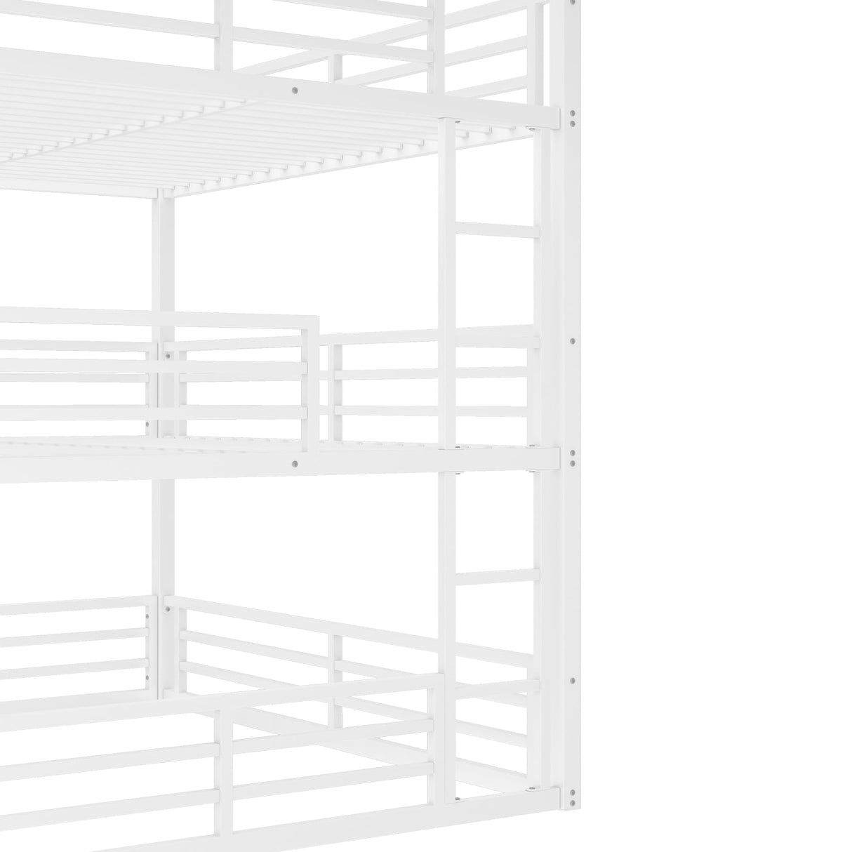 Bellemave Triple Bunk Bed Queen Size, Heavy Duty 3 Bunk Beds with Safety Guardrails and Noise-Reduced Design, Metal Triple Bed for 3 Kids, Teens, Adults, No Box Spring Needed White Bellemave