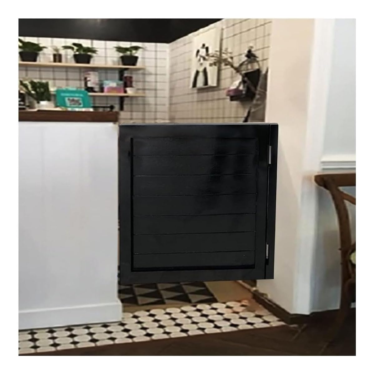 Cafe Doors Swinging Door Pine Wood Saloon Door Includes Hinges for Kitchen Shop Entrance Partition Pub, Black Painted Finished(35.4x35.4in) Pengfei