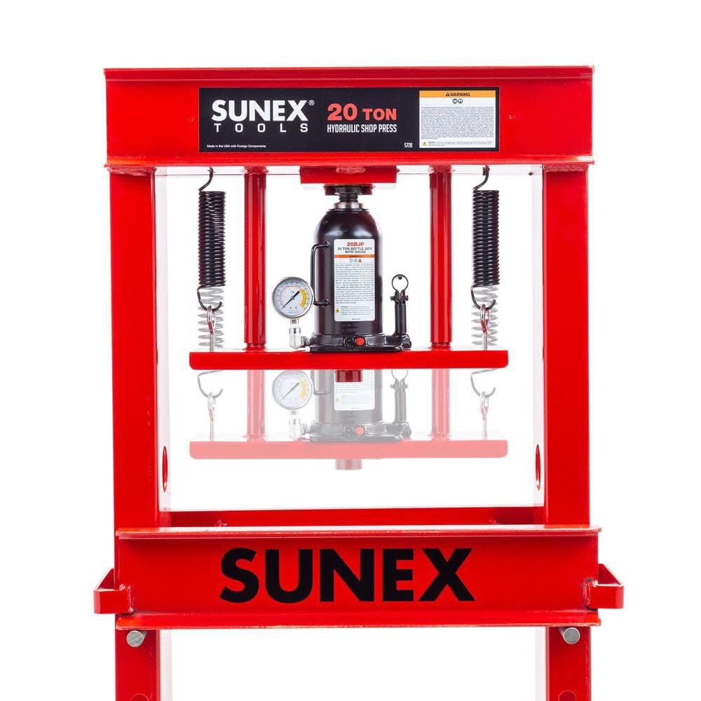 Sunex 5720 Fully-Welded Manual Hydraulic Shop Press, 20 Tons - WoodArtSupply