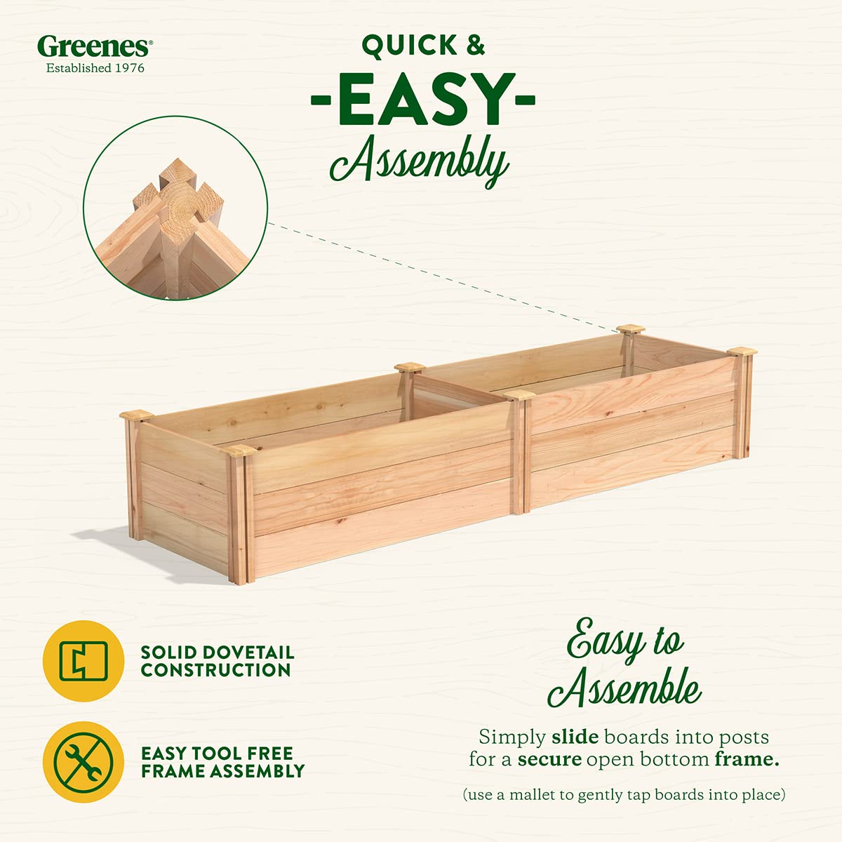 Greenes Fence Premium Cedar Raised Garden Bed, 2' x 8' x 16.5" - Made in USA with North American Cedar - WoodArtSupply