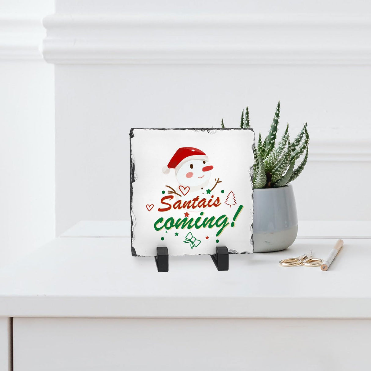 YOUKE OLA 10 Pack Sublimation Slate Blanks with Display Holder, Square Shaped Plaque Rock Stone Customized Picture Memorial Stone Frame, Personalized Photo Gifts for Heat Transfer 6x6 Inch YOUKE OLA