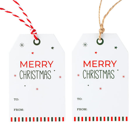 100 Pcs Paper Gift Wrap Tags - Merry Christmas Design for Xmas Parties KINGLAKE
