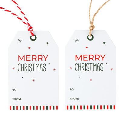 100 Pcs Paper Gift Wrap Tags - Merry Christmas Design for Xmas Parties