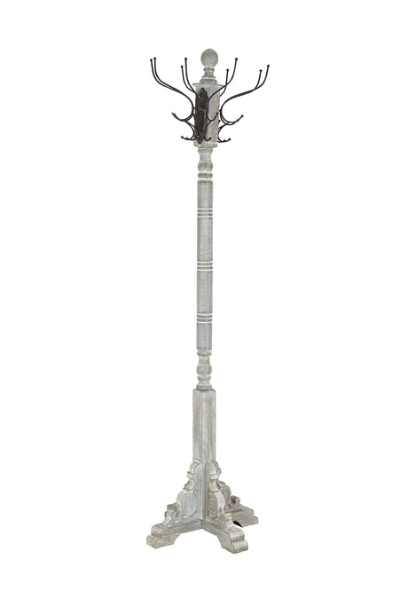 Deco 79 Wood Vintage Style 12 Hook Coat Rack, 19" x 19" x 74", Gray Deco 79