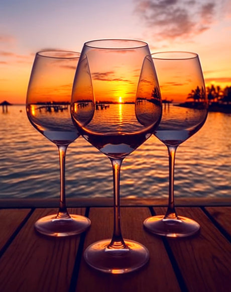 F-CANLAN Round Full Drill Diamond Painting Kit, 5D Sunset Wine Glass Diamond Painting Wine Glass Diamond Dots Arts Crafts Set Adult Children Ocean Rhinestone Diamond Art Room Decor (12X16 inches) F-CANLAN