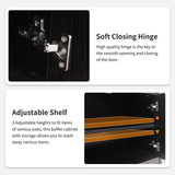 Walmokid Storage Cabinet with Power Outlet, 35" Modern Sideboard Buffet Cabinet w/Adjustable Shelf, Wooden Kitchen Cabinet with Open Shelves for Living Room, Dining Room, Kitchen, Black Walmokid