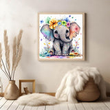 Cute Elephant Diamond Art Painting Kits for Adults - Round Full Drill Diamond Dots Paintings for Beginners, 5D Paint with Diamonds Pictures Gem Art Painting Kits DIY Crafts Project Kits 14x14inch HOIYLDS