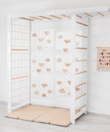 Woodandhearts Swedish Ladder Indoor Kids Gym, Montessori Play Gym Climbing Set, Wooden Indoor Playground for Toddlers with Accessories (with 6 Wall Panels, Big Bridge) Wood And Hearts