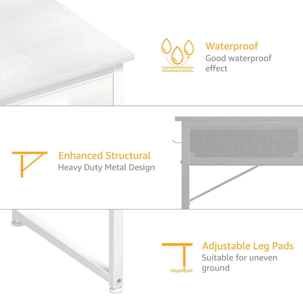 DLisiting White Small Desk with Fabric Drawers - 32 Inch Vanity Desk with Storage Drawer and Bag for Bedroom, Study Writing Table for Small Spaces, White DLisiting