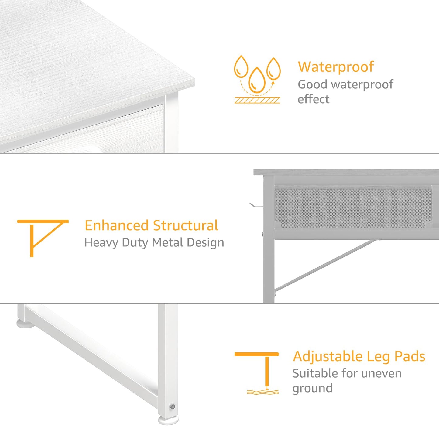 DLisiting White Small Desk with Fabric Drawers - 32 Inch Vanity Desk with Storage Drawer and Bag for Bedroom, Study Writing Table for Small Spaces, White - WoodArtSupply