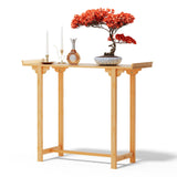 Magshion Console Table, for Hallway, Living Room, Modern Bamboo Gold Rectangle Coffee Table, Side Table, Entryway Table, Decorative Offering Table for Home Magshion