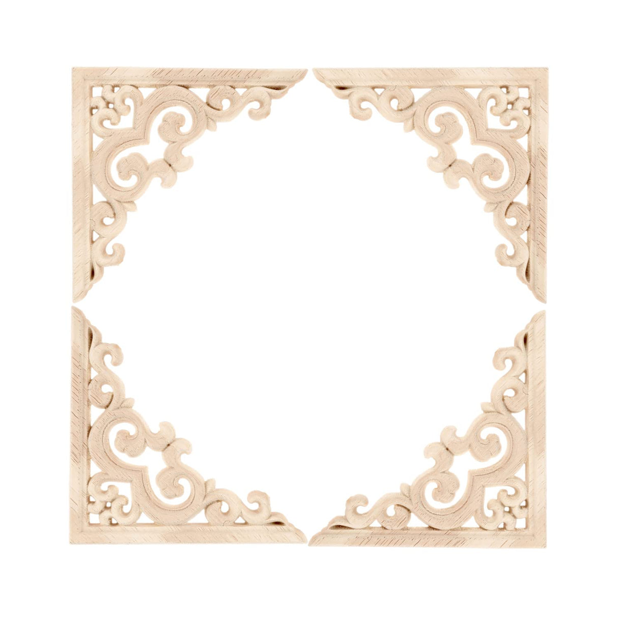 MUXSAM 4-Pack Wood Carved Applique Corner Onlay, 11x11cm/4.33"x4.33", Unpainted Furniture Decals for Cabinet Cupboard Corner Door Bed Home Decoration(Style-A) MUXSAM
