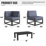 LayinSun Large Aluminum Patio Furniture Set, 9 Pieces Modern Outdoor Conversation Set Sectional Metal Sofa Set with Olefin Cushion LayinSun