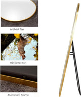 AyeWish Floor Mirror, Full Length Mirror, Arched Mirror, Standing Mirror, Tall Mirror, Wall Mounted, FreeStanding, Large Mirror, 58"×18", Aluminum Frame - Gold AyeWish