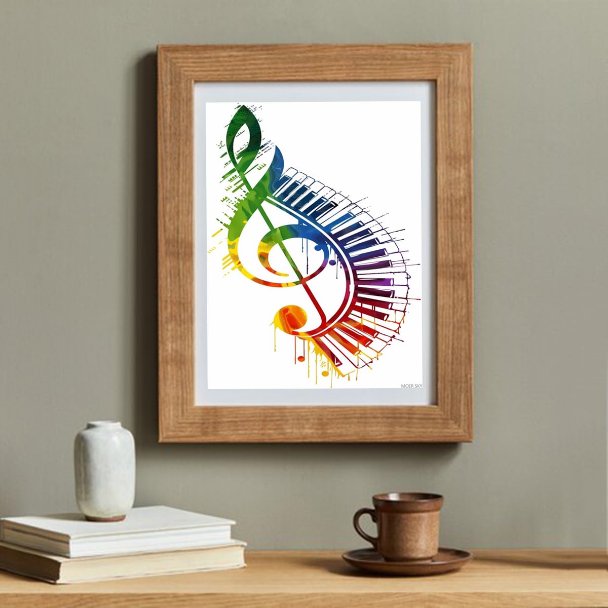 MOER SKY 5D Diamond Painting Kits for Adults The Music Note with Piano Keys in Rainbow Colors Diamond Art Kits DIY Full Round Drill Musical Note with Diamonds Gem Art Help Relieve Stress 12x16 inch MOER SKY