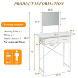 Dmticoasis Small Vanity Desk with Mirror, Compact Makeup Desk for Small Spaces,Modern Dressing Table with 2 Drawers,28.4 Inchs White Vanity with Storage for Girls and Women Dmticoasis
