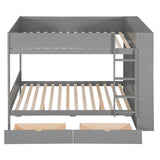 Harper & Bright Designs Grey Full Over Full Bunk Bed with Storage & Bookshelf Harper & Bright Designs