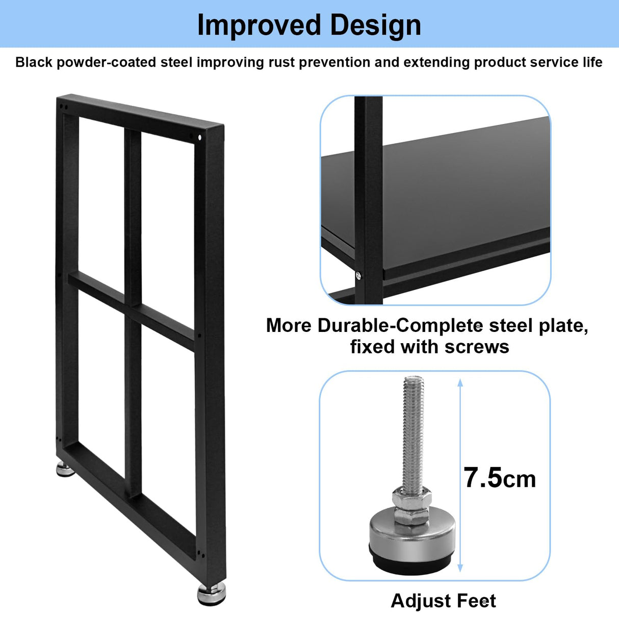 HONYTA Fish Tank Stand Heavy Duty Metal Aquarium Stand 55 Gallon Tank Stand 660LBS 48.4" L x 14.17“W x 29.5”H, Double Layer for Home and Office More Storage Space, Black HONYTA