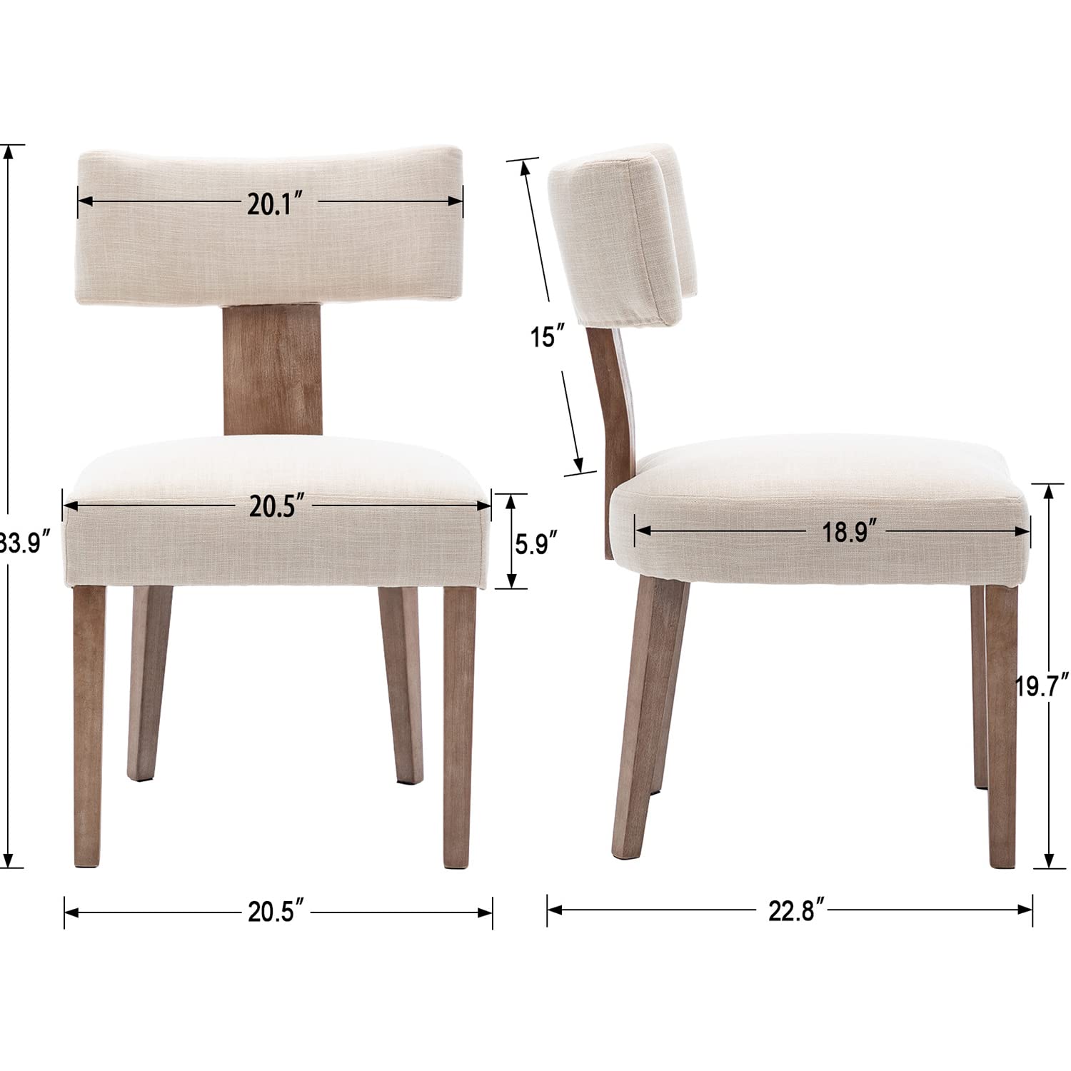 RIVOVA Linen Dining Chairs Set of 4, Modern Dining Chair with Wood Legs, Upholstered Dining Chairs for Dining Room, Kitchen, Vanity, Living Room, Beige - WoodArtSupply