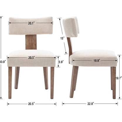 RIVOVA Linen Dining Chairs Set of 4, Modern Dining Chair with Wood Legs, Upholstered Dining Chairs for Dining Room, Kitchen, Vanity, Living Room, Beige - WoodArtSupply