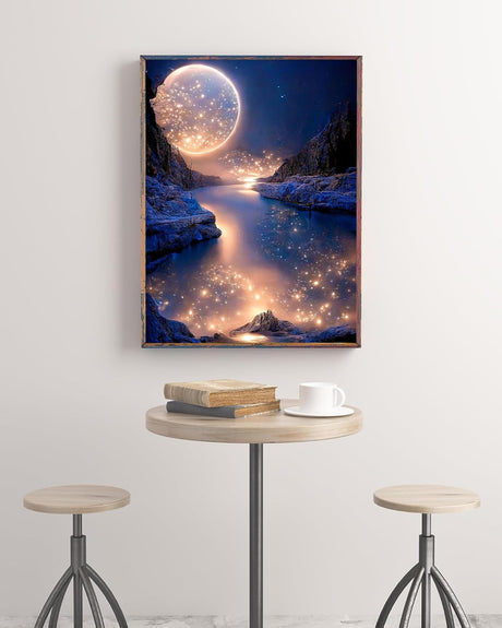 MIXFOSAHN Painting Pack of Adult 5D Diamond Painting Kit, DIY Full Diamond Art kit with Diamond Painting Crystal Art and Craft for Beginners 12x16 Inches Moon Lake MIXFOSAHN