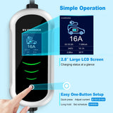 MACARLON Level 1 & 2 EV Charger, 16A 110V-240V 25ft Cable Portable J1772 Electric Car Charger American Flag Style with NEMA 6-20 & 5-15 Adapter for Home, Adjustable Current, Scheduled Charging, Silver MACARLON