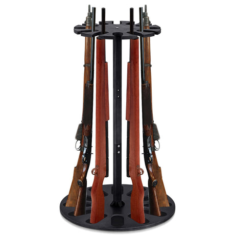 Geelin Wooden Gun Rack Holds 12 Guns Display Storage Holder Indoor Vertical Stand with Soft Padding 2 Adjustable Heights for Living Room Collection Room Warehouse (Black Color) Geelin