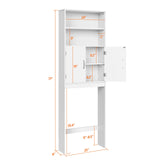 Yaheetech Over The Toilet Storage, Taller Bathroom Organizer Space-Saving Storage Cabinet with Adjustable Shelves and Double Doors, 77 in H, White Yaheetech