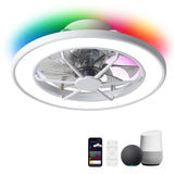 ocioc Low Profile Ceiling Fans with Lights,18 in Smart Ceiling Fans with Alexa/Google Assistant/App Control Color Changing LED-RGB Back Ambient Light for Bedroom ocioc
