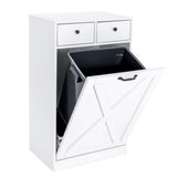 Zedesey 13 Gallon Tilt Out Trash Cabinet with 2 Drawers Wood Hidden Kitchen Recycling Cabinet Free Standing Pet Proof Trash Can Laundry Cabinet for Kitchen (White) Zedesey