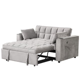Multi-Functional Sofa Bed with Cup Holder and USB Port, Loveseat Pull Out Sofa Bed Sleeper Bed for Living Room Office Apartment (Gray) BEDGJH