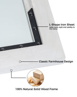 FLYJOE Medicine Cabinet Mirror 16 x 24 Inch Farmhouse Bathroom Mirror Door Paulownia Wood Storage Cabinet with Adjustable Shelves, Wall Mounted for Bathroom Living Room, White FLYJOE