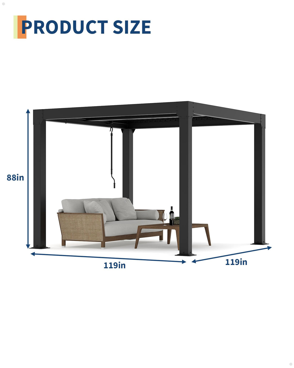 GarveeLife Louvered Pergola 10 ft x10', Outdoor Pergola with Adjustable Louvered Roof, Reinforced Aluminum Frame, Integrated Drainage System, Hardtop Gazebo for Patio, Deck, Gray GarveeLife