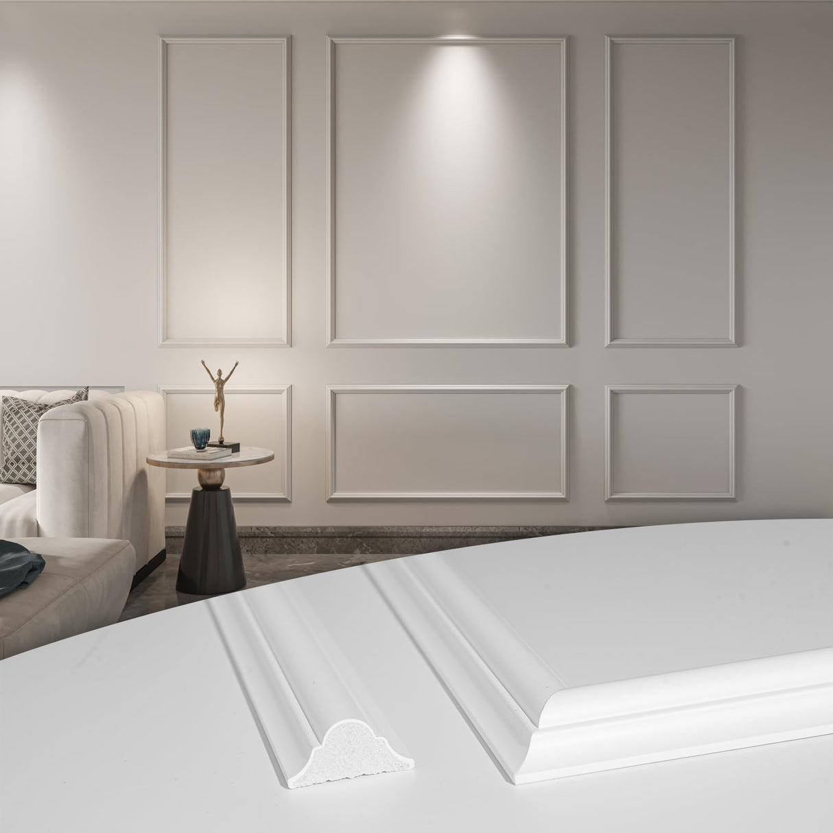 Art3d Pre-Cut Wall Molding Set of 6 pcs, Ready-to-Assemble Wainscoting Panels for Interior Wall Décor Living Room Bedroom Accent Wall - Installed with Glue, 3 Top 3 Bottom Art3d