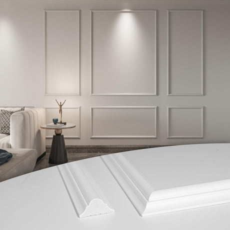 Art3d Pre-Cut Wall Molding Set of 6 pcs, Ready-to-Assemble Wainscoting Panels for Interior Wall Décor Living Room Bedroom Accent Wall - Installed with Glue, 3 Top 3 Bottom Art3d