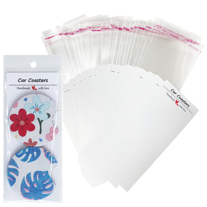 100Pcs Car Coaster Packaging for Selling, 6.8x2.85in Sublimation Car Coasters Cards with 100Pcs Bags, Sublimation Car Coasters Cards, Heat Press Machines & Accessories, Coasters Display Cards