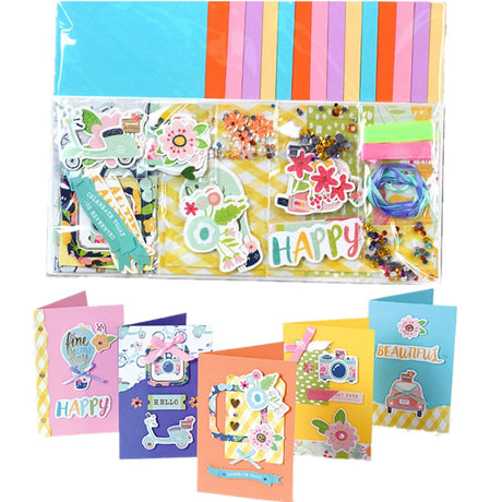 Gigicloud Paper Card Making Kits Colorful Handmade Greeting Card Kits Diy Making Material Set For Birthday Invitation, Thanksgiving, Christmas,Holiday,Baby Shower Gigicloud